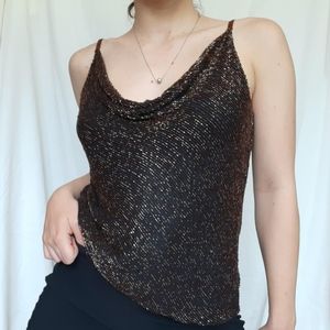 Beaded Cowell Neck Top